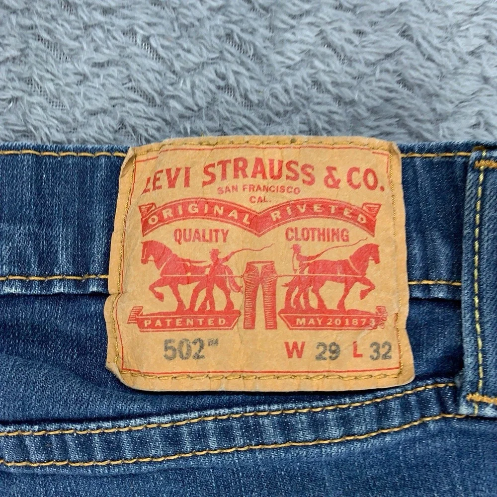 Levi's 502 Jeans Tapered Fit Mens 32x30 (Fits 28x28) Medium Blue Denim Stretch